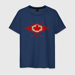 Футболка хлопковая мужская Флаг Канады хоккей, цвет: тёмно-синий