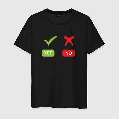 Мужская футболка Кнопки выбора ДА - НЕТ / Черный – фото 1