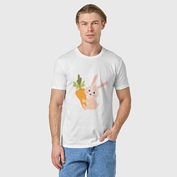 Футболка хлопковая мужская Кролик с морковкой, цвет: белый — фото 2