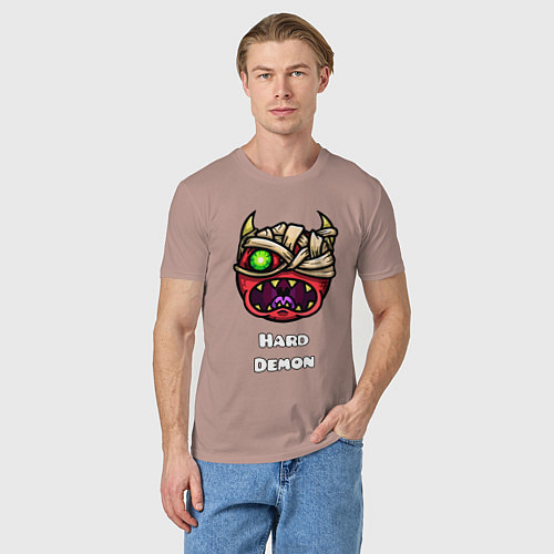 Мужская футболка Geometry Dash hard demon / Пыльно-розовый – фото 3