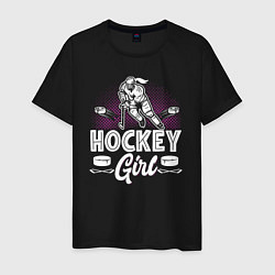 Футболка хлопковая мужская Женский хоккей, цвет: черный