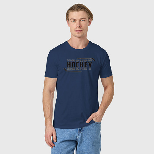 Мужская футболка Hockey лого / Тёмно-синий – фото 3