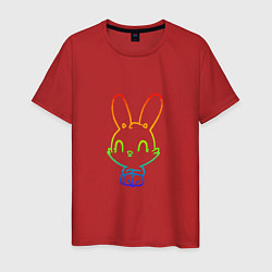 Футболка хлопковая мужская Радужный кролик, цвет: красный