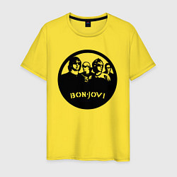 Футболка хлопковая мужская Bon Jovi rock, цвет: желтый