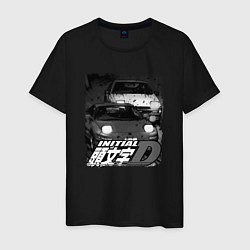 Футболка хлопковая мужская Initial d аниме про дрифт, цвет: черный