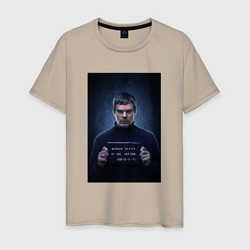 Мужская футболка Декстер с табличкой / Миндальный – фото 1