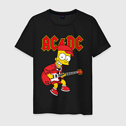 Футболка хлопковая мужская AC DC Барт Симпсон, цвет: черный