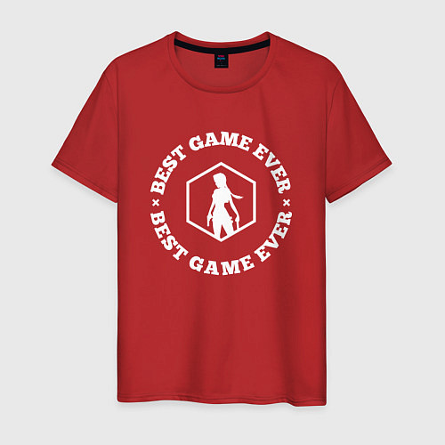 Мужская футболка Символ Tomb Raider и круглая надпись best game eve / Красный – фото 1