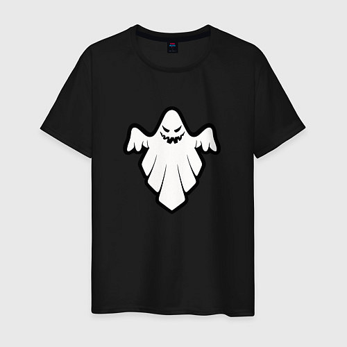 Мужская футболка Хэллоуин приведение минимализм / Черный – фото 1