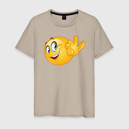 Мужская футболка Эмодзи - ОК / Миндальный – фото 1