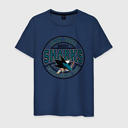 Футболка хлопковая мужская San Jose Sharks, цвет: тёмно-синий