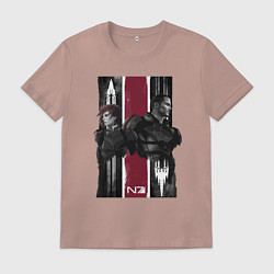 Футболка хлопковая мужская Mass Effect N7 - Shepard, цвет: пыльно-розовый
