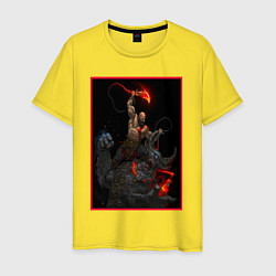 Футболка хлопковая мужская God of War - Кратос против балрога, цвет: желтый