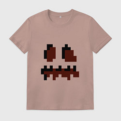 Футболка хлопковая мужская Лицо тыквы - Хеллоуин - Майнкрафт, цвет: пыльно-розовый