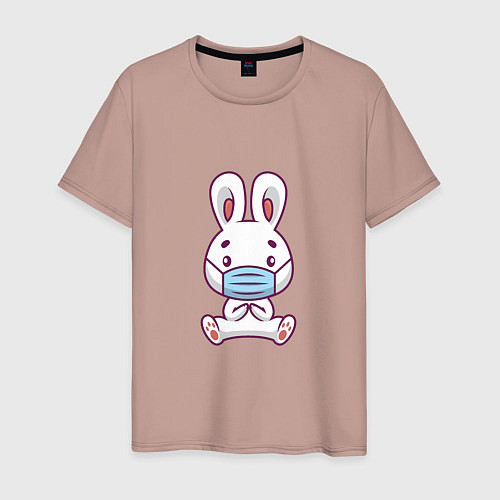 Мужская футболка Кролик в маске / Пыльно-розовый – фото 1