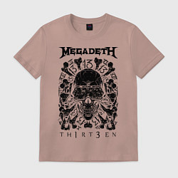 Футболка хлопковая мужская Megadeth Thirteen, цвет: пыльно-розовый