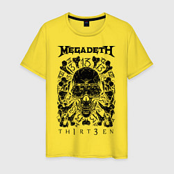 Футболка хлопковая мужская Megadeth Thirteen, цвет: желтый
