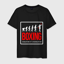 Футболка хлопковая мужская Boxing evolution its revolution, цвет: черный