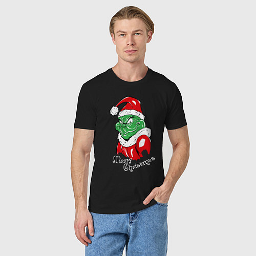 Мужская футболка Merry Christmas, Santa Claus Grinch / Черный – фото 3