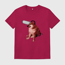 Футболка хлопковая мужская Чимс - человек бензопила - Мем, цвет: маджента