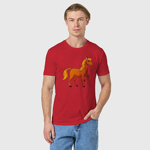 Мужская футболка Добрый конь / Красный – фото 3