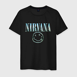 Футболка хлопковая мужская Nirvana - смайлик, цвет: черный