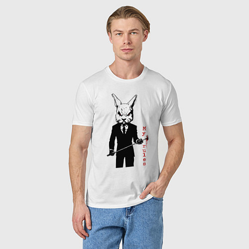 Мужская футболка My year - my rules, cruel rabbit / Белый – фото 3
