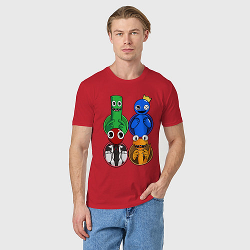 Мужская футболка Радужные друзья: Зеленый, Синий, Оранжевый и Красн / Красный – фото 3