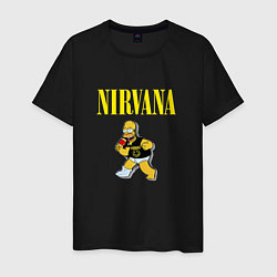 Футболка хлопковая мужская Гомер Nirvana, цвет: черный