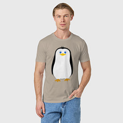 Футболка хлопковая мужская Красивый пингвин, цвет: миндальный — фото 2