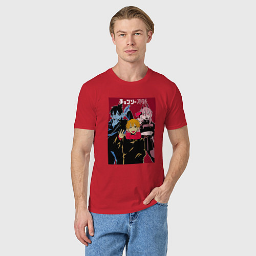 Мужская футболка Человек-бензопила Chainsaw Man Аниме / Красный – фото 3