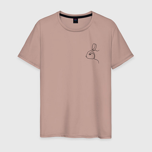 Мужская футболка Заяц линией / Пыльно-розовый – фото 1