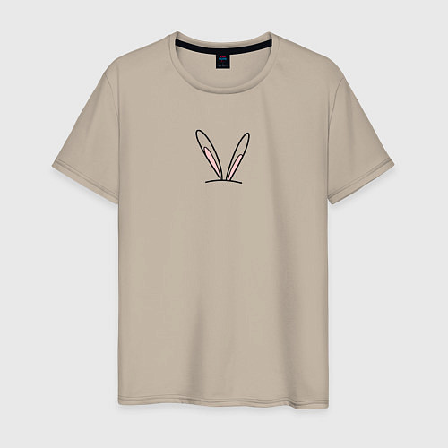 Мужская футболка Ушки зайца контур / Миндальный – фото 1