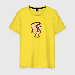 Футболка хлопковая мужская Булка - Забавный принт с мультяшной едой, цвет: желтый