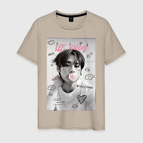 Мужская футболка Lee Know Stray Kids / Миндальный – фото 1