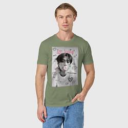 Футболка хлопковая мужская Lee Know Stray Kids, цвет: авокадо — фото 2