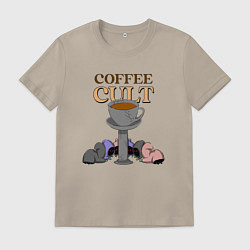 Футболка хлопковая мужская Культ кофе, цвет: миндальный