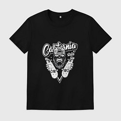 Футболка хлопковая мужская California state, цвет: черный