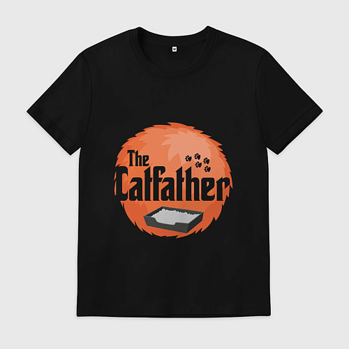 Мужская футболка Cat father / Черный – фото 1