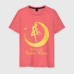 Футболка хлопковая мужская Sailor Moon gold, цвет: коралловый