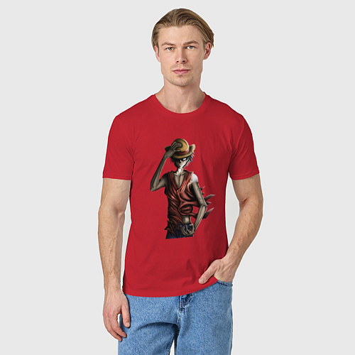 Мужская футболка One piece d luffy / Красный – фото 3