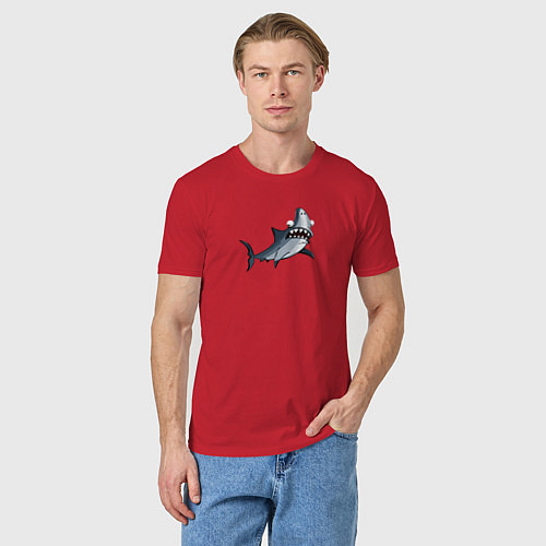 Мужская футболка Удивлённая акула / Красный – фото 3