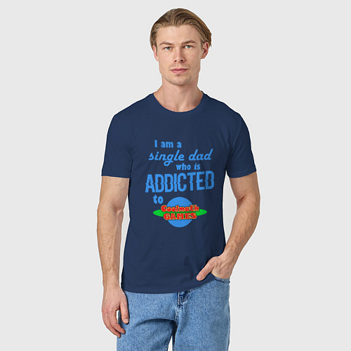 Мужская футболка I am a single Dad who is addicted to Cool Math Gam / Тёмно-синий – фото 3