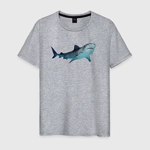 Мужская футболка Realistic shark / Меланж – фото 1