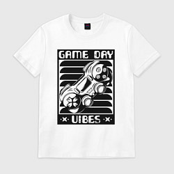 Футболка хлопковая мужская Атмосфера игрового дня, цвет: белый