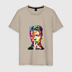 Футболка хлопковая мужская David Bowie singer, цвет: миндальный
