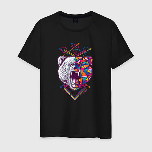 Мужская футболка BEAR геометрия / Черный – фото 1