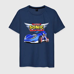 Футболка хлопковая мужская Team Sonic racing - hedgehog, цвет: тёмно-синий
