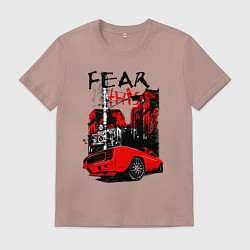Футболка хлопковая мужская Машина в городе, цвет: пыльно-розовый