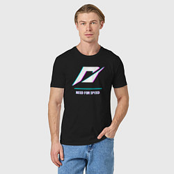 Футболка хлопковая мужская Need for Speed в стиле glitch и баги графики, цвет: черный — фото 2